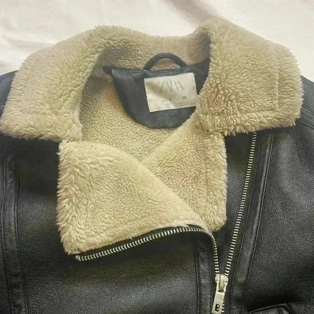 Zara Girls Combo Double Faced Biker Moto Jacket Black Cream - Picture 3 of 10